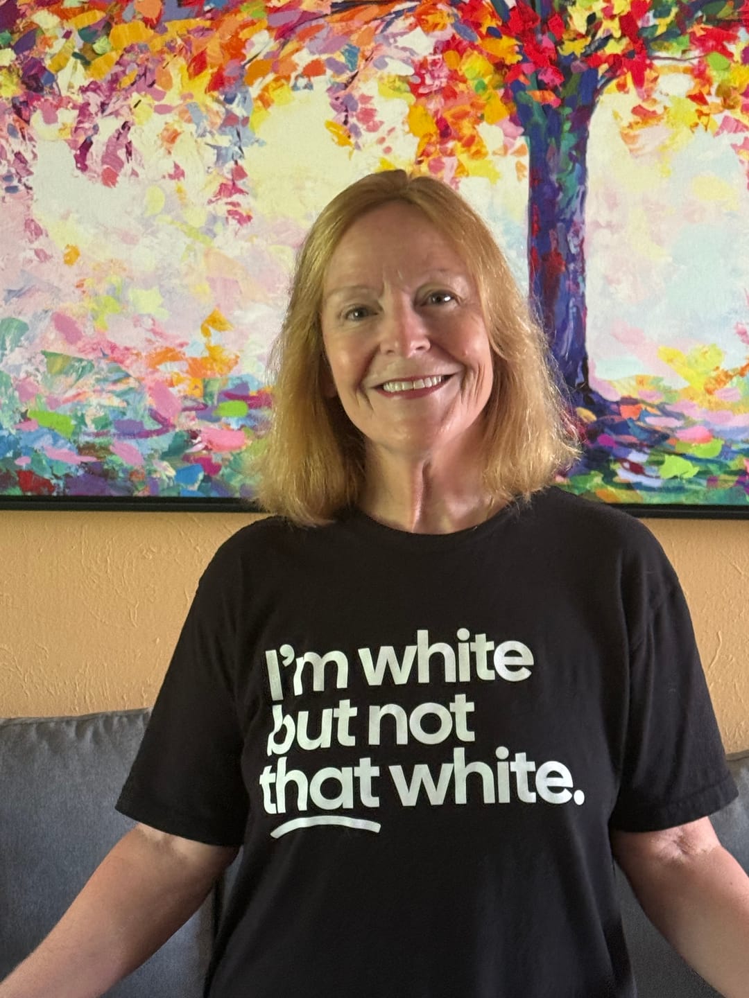 Customer photo review of I’m white but not that white Unisex Tee