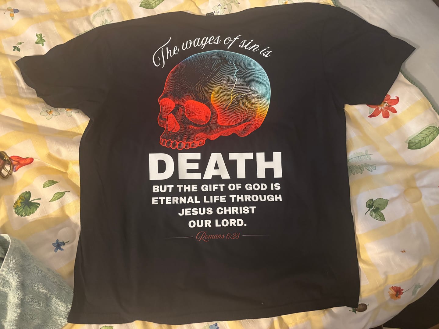 Customer photo review of Wages of Sin T-Shirt