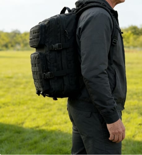 Customer photo review of Falour Elite Outdoor Tactical Assault Backpack – Durable Hiking & Travel Pack