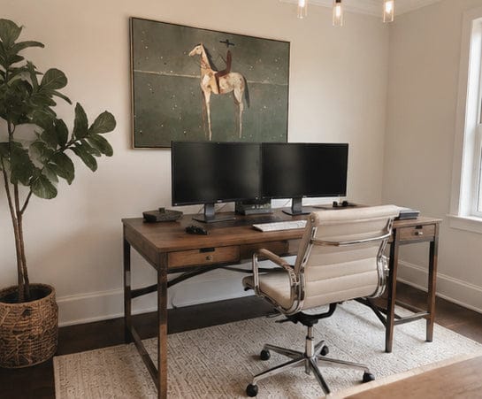Customer photo review of Plains Rider – Vintage Americana Minimalist Cowboy on Horseback Painting | Western Modern Living Room Art
