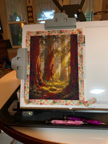 Customer photo review of Giant Sequoia Grove Light Beams (Diamond Painting)