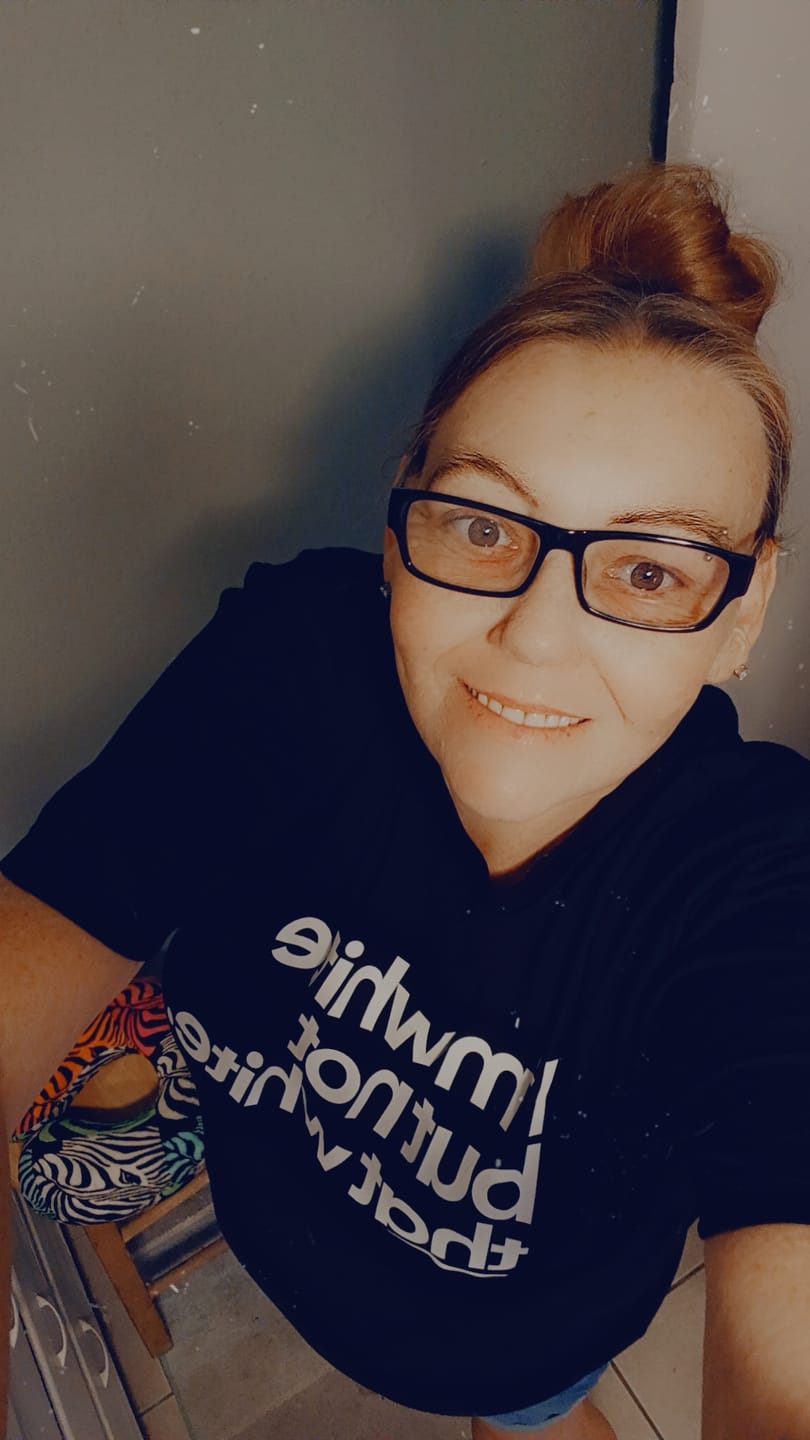 Customer photo review of I’m white but not that white Unisex Tee