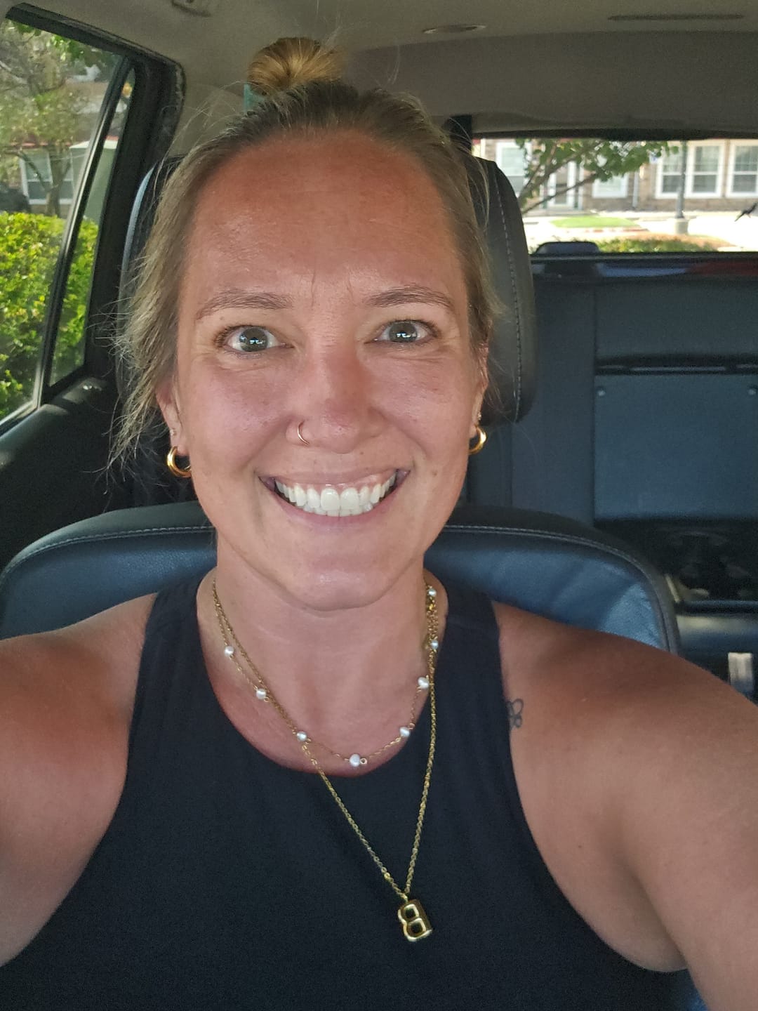 Customer photo review of Bubble Letter Initial Necklace (Bundle)