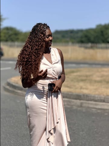 Customer photo review of Wavymy Chocolate Brown Burmese Curly Feather Crochet Human Hair Boho Braids Hair Extensions