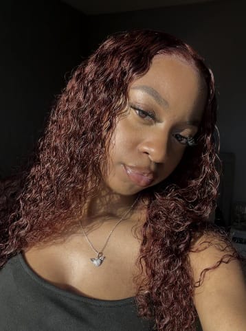 Customer photo review of Wavymy Chocolate Brown Burmese Curly Feather Crochet Human Hair Boho Braids Hair Extensions