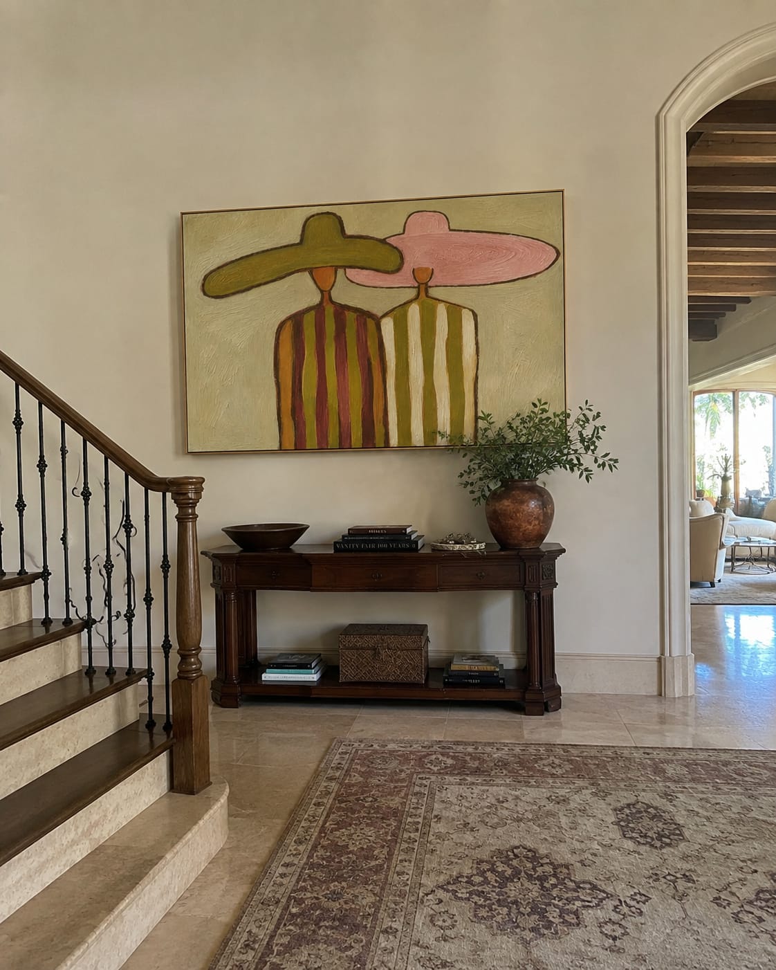 Customer photo review of Sage & Rose – Vintage Americana Two Figures in Sombreros Painting | Colorful Folk Art Living Room Art