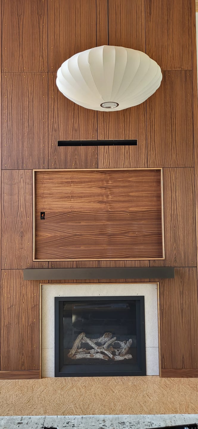 Customer photo review of Non-Combustible Metal Fireplace Mantel Shelf | Custom Floating Mantel, Black