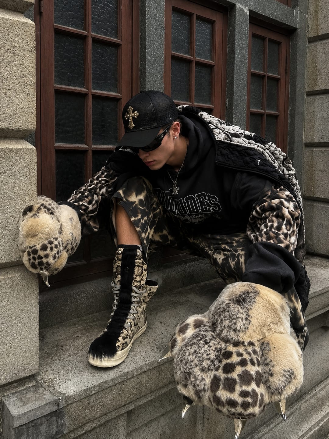 Customer photo review of Faux Fur Leopard Paw Mini Bag