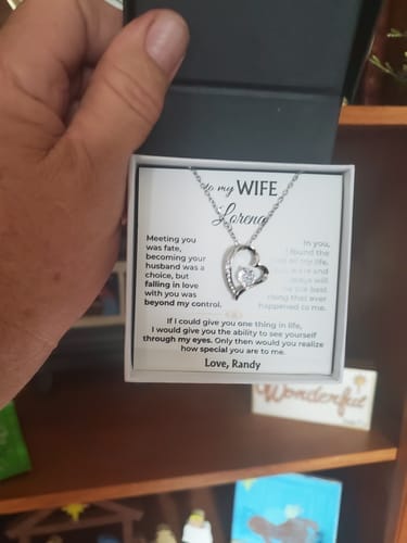 Customer photo review of To My Wife Forever Love Necklace – Romantic Gift from Husband with Heartfelt Message Card