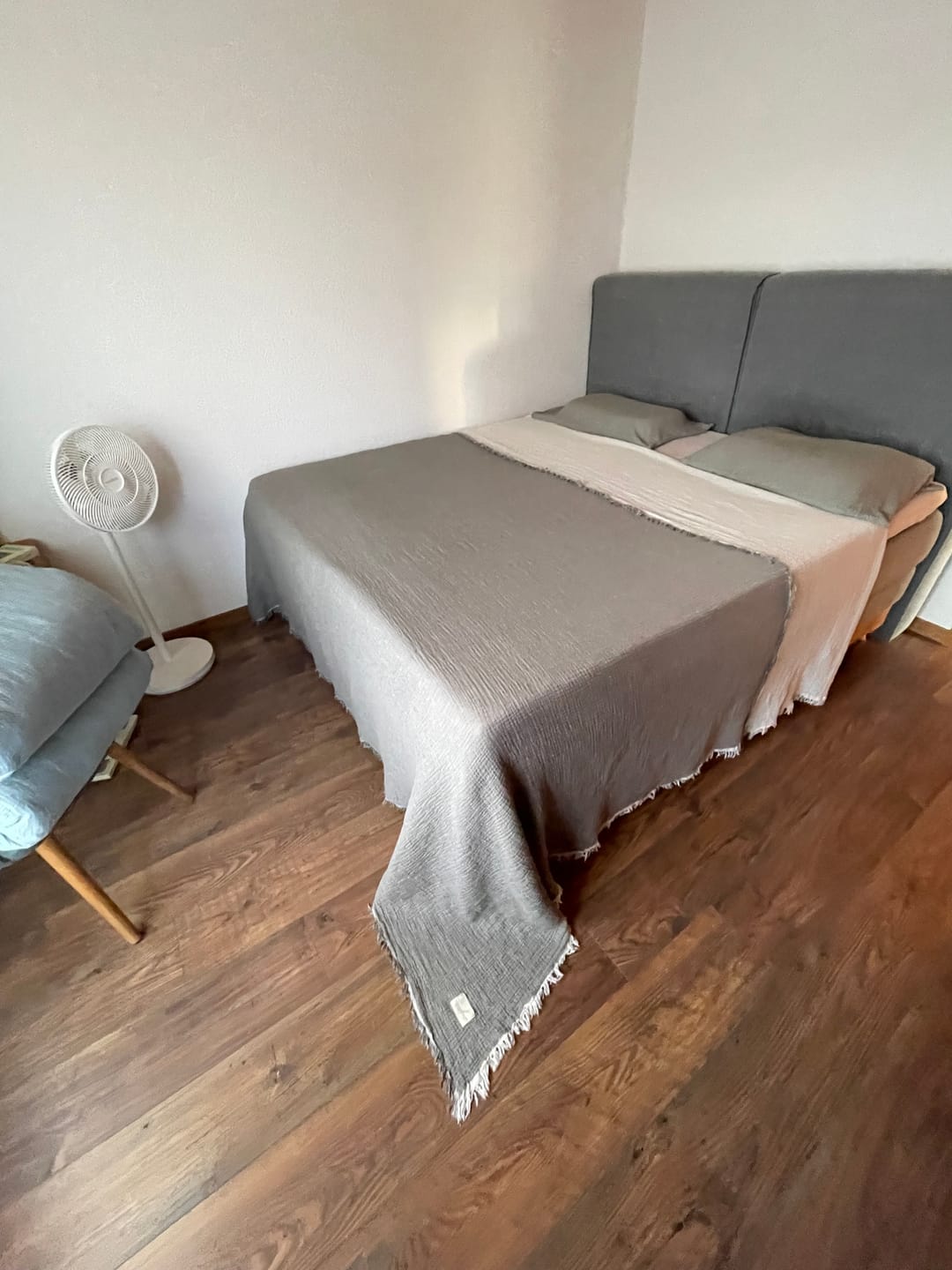 Customer photo review of Serenity Soft Muslin Quilt - Light Gray