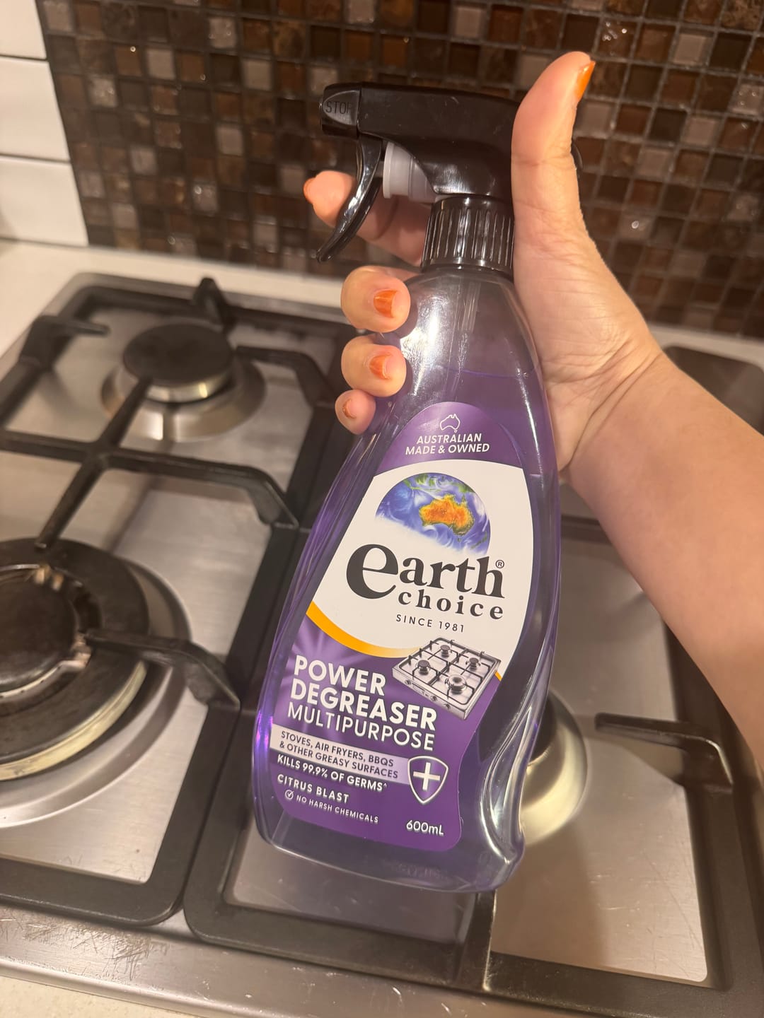Customer photo review of Earth Choice Power Degreaser Multipurpose 600mL