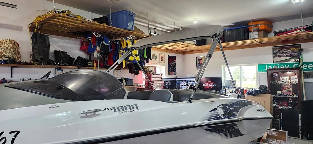 Customer photo review of 4 Bow Foldable Bimini Top for Boats with Rear Support Poles