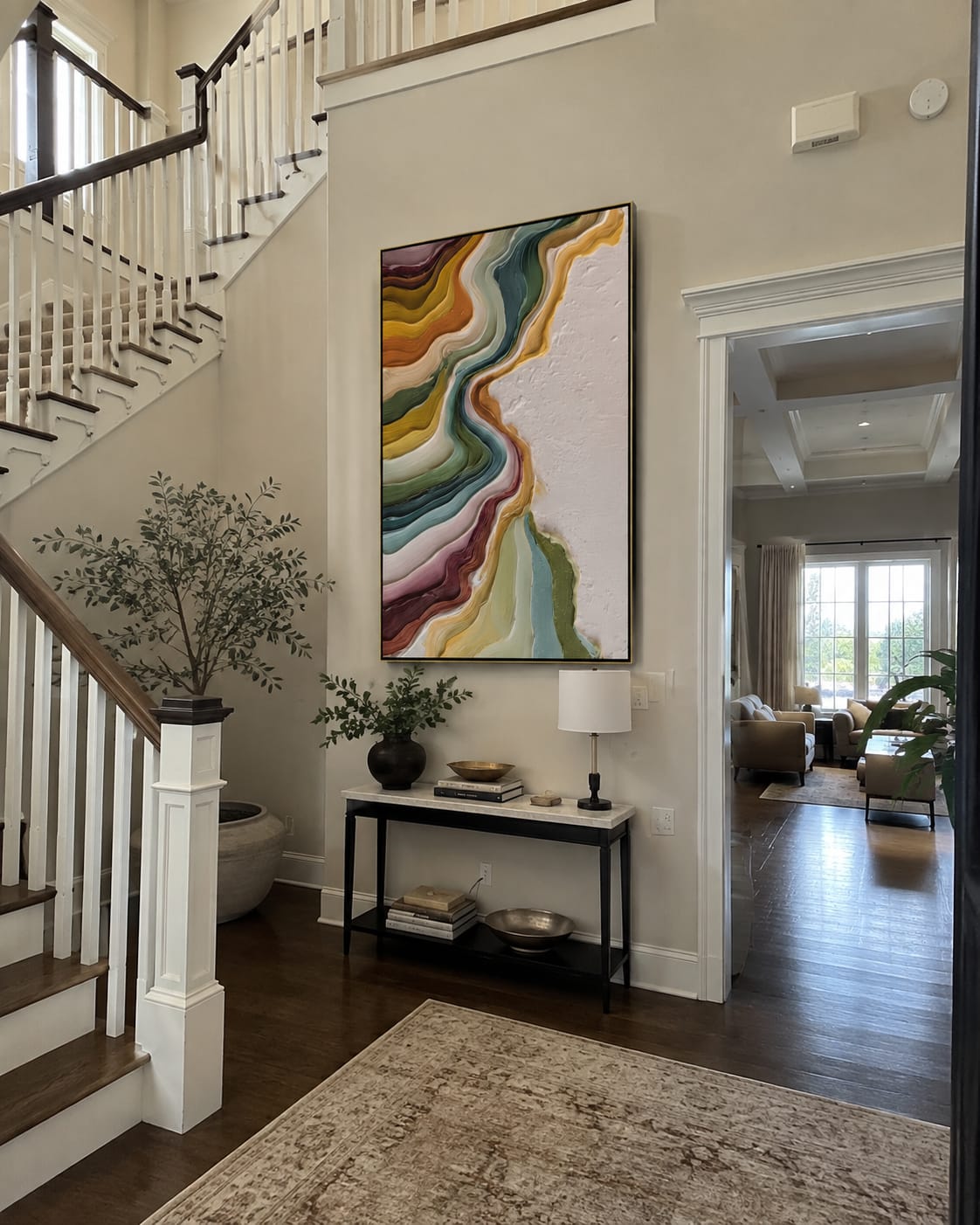 Customer photo review of Luminous Narrative – Wabi-sabi Heavy Impasto Abstract Painting | Modern Minimalist Living Room Art