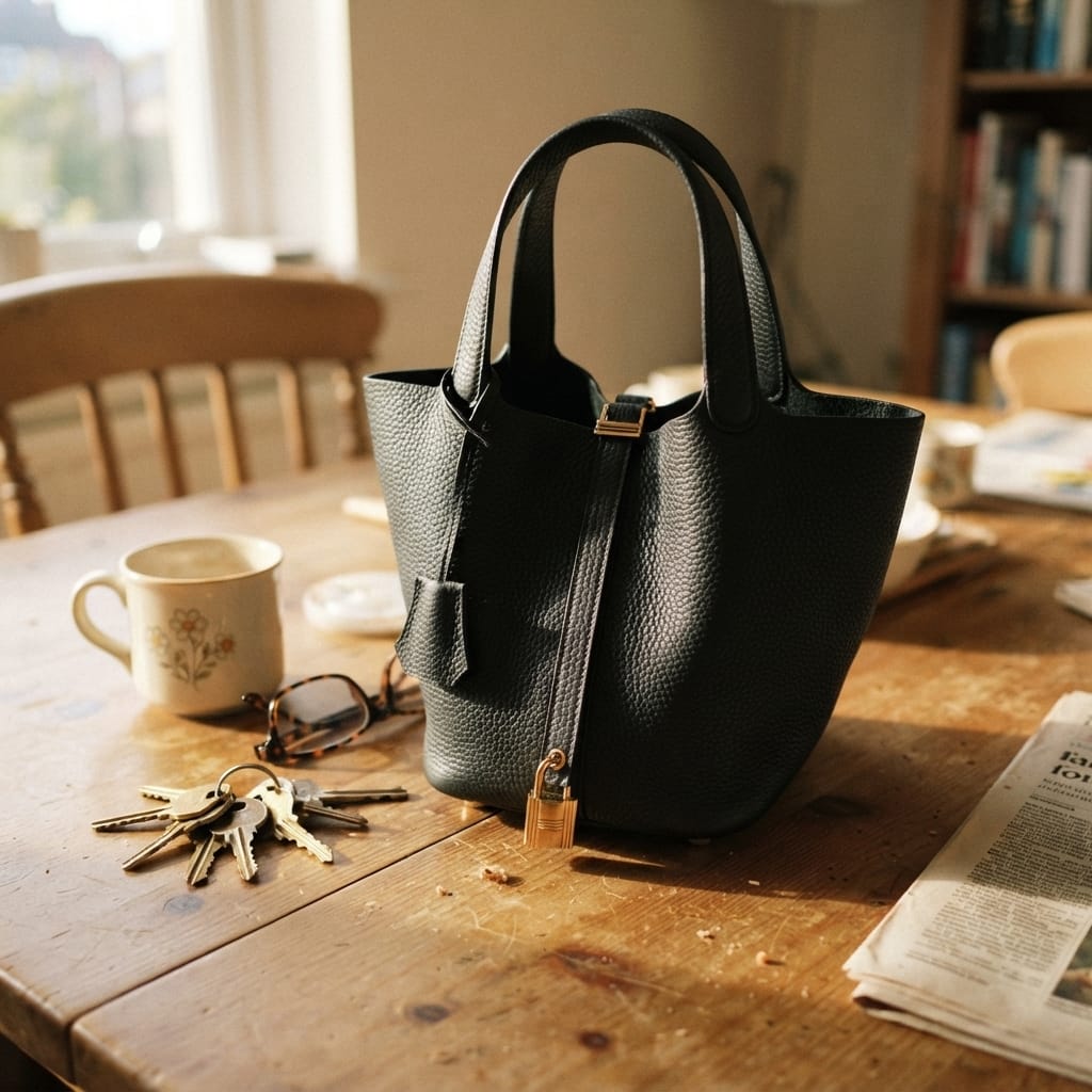 Customer photo review of Etoupe Luxe Lock Tote