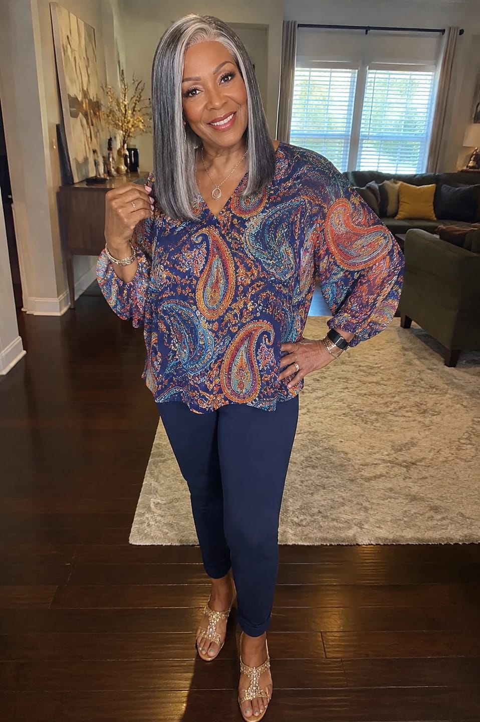 Customer photo review of Luvwin 5x5 Closure Salt & Pepper More Salt Highlight Front Glueless Straight Wig