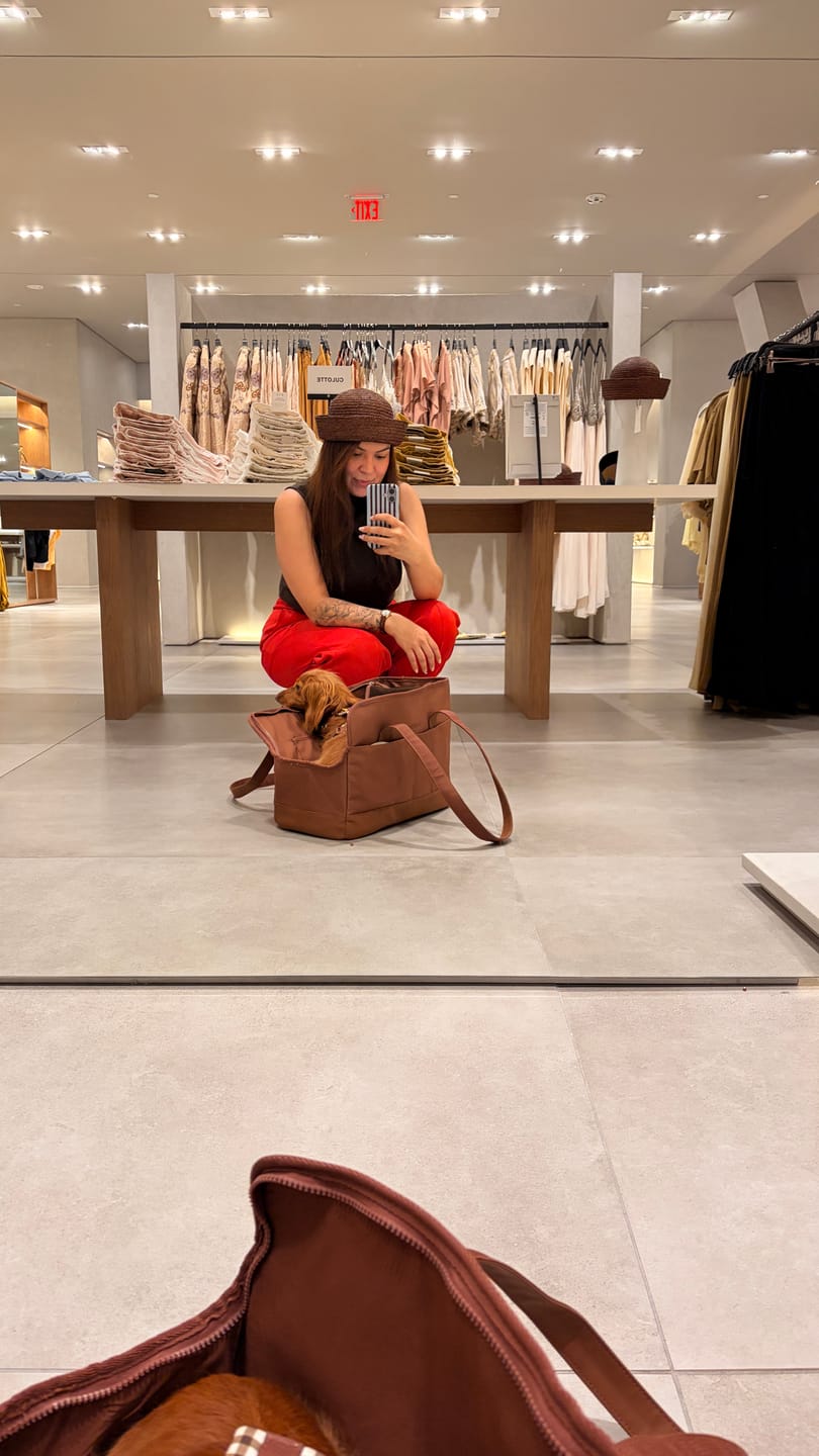 Customer photo review of Chocolate Brown Pet Tote Bag