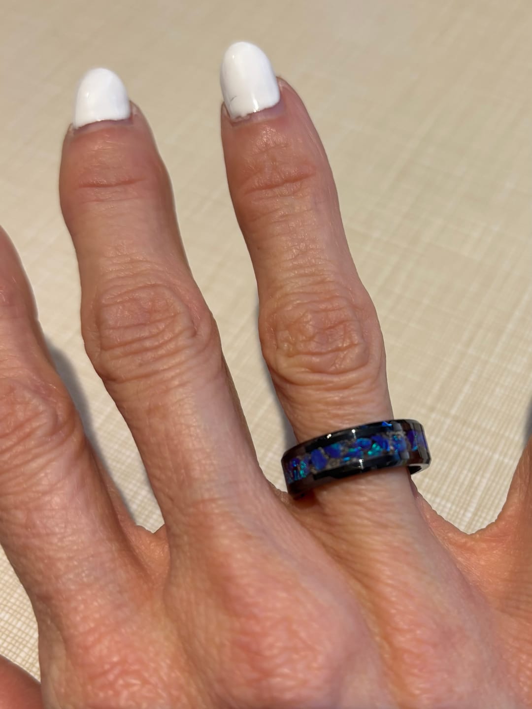 Customer photo review of Glass Frit Ring with Cremation Ashes