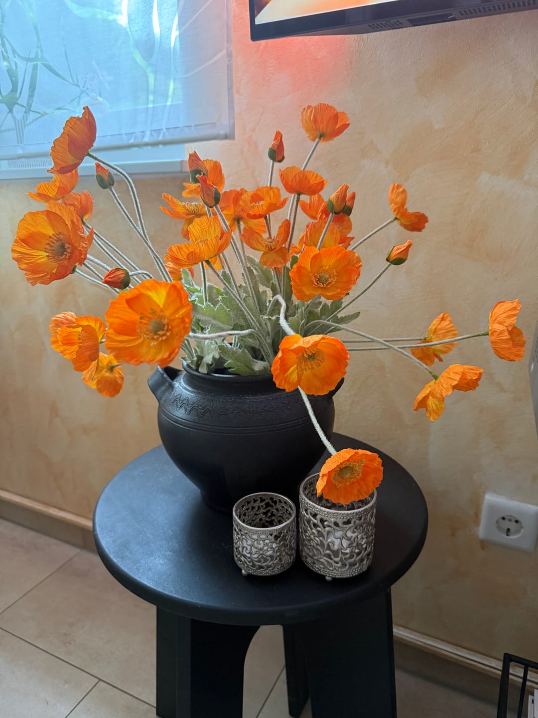 Customer photo review of Zijden Klaprozen - Licht oranje