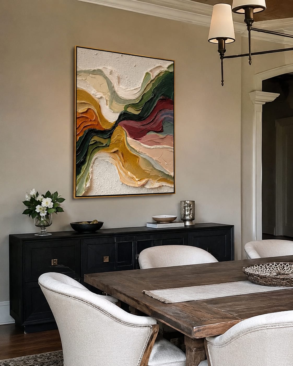 Customer photo review of Primal Flow – Wabi-sabi Heavy Impasto Abstract Painting | Modern Minimalist Entryway Art