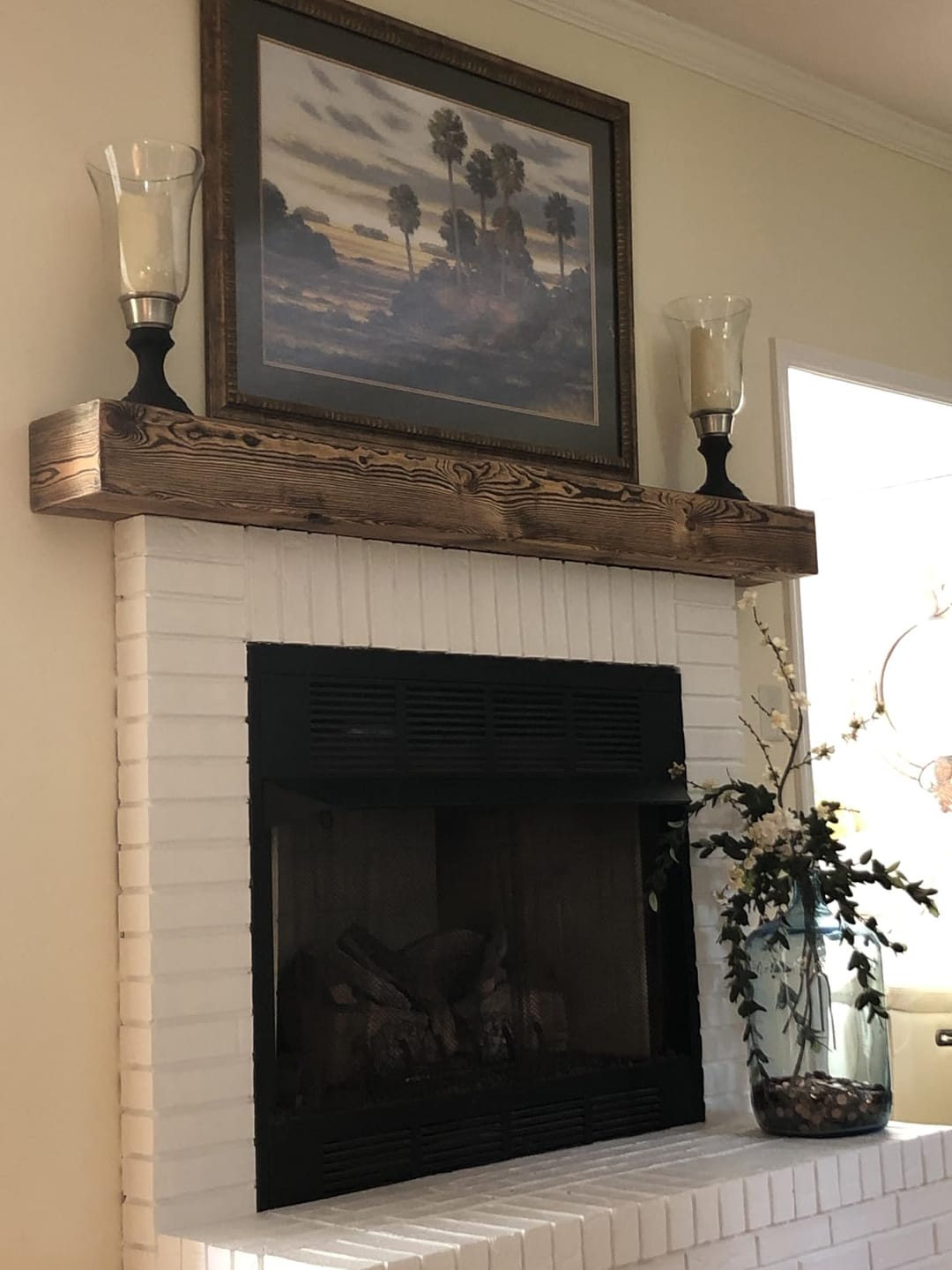 Customer photo review of 60" Handcrafted Real Wood Fireplace Mantel