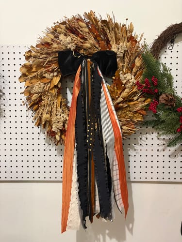 Customer photo review of Midnight Harvest Wreath Ribbon