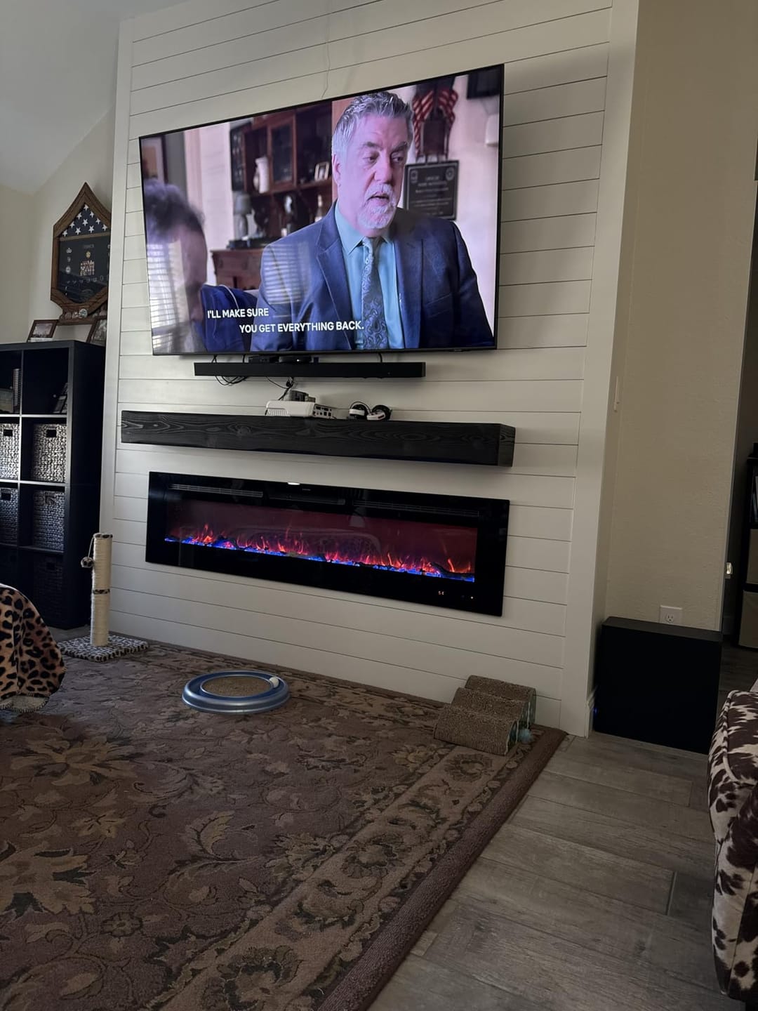 Customer photo review of 60" Handcrafted Real Wood Fireplace Mantel