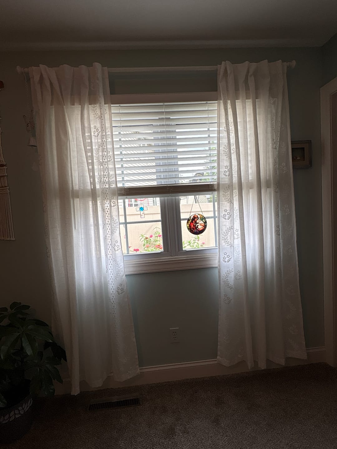Customer photo review of Embroidered Vine Floral Linen Curtains (2 Panels)