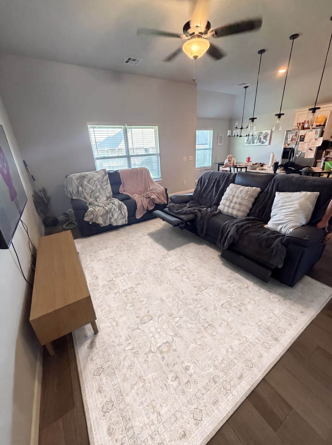 Customer photo review of Serein Washable Area Rug - Beige