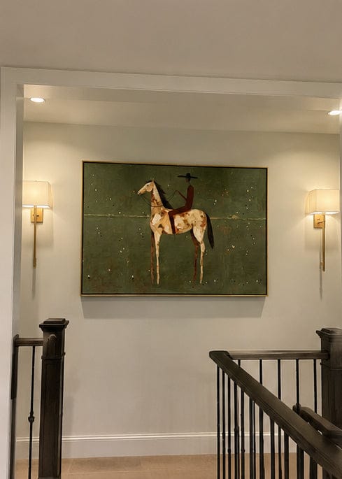 Customer photo review of Plains Rider – Vintage Americana Minimalist Cowboy on Horseback Painting | Western Modern Living Room Art