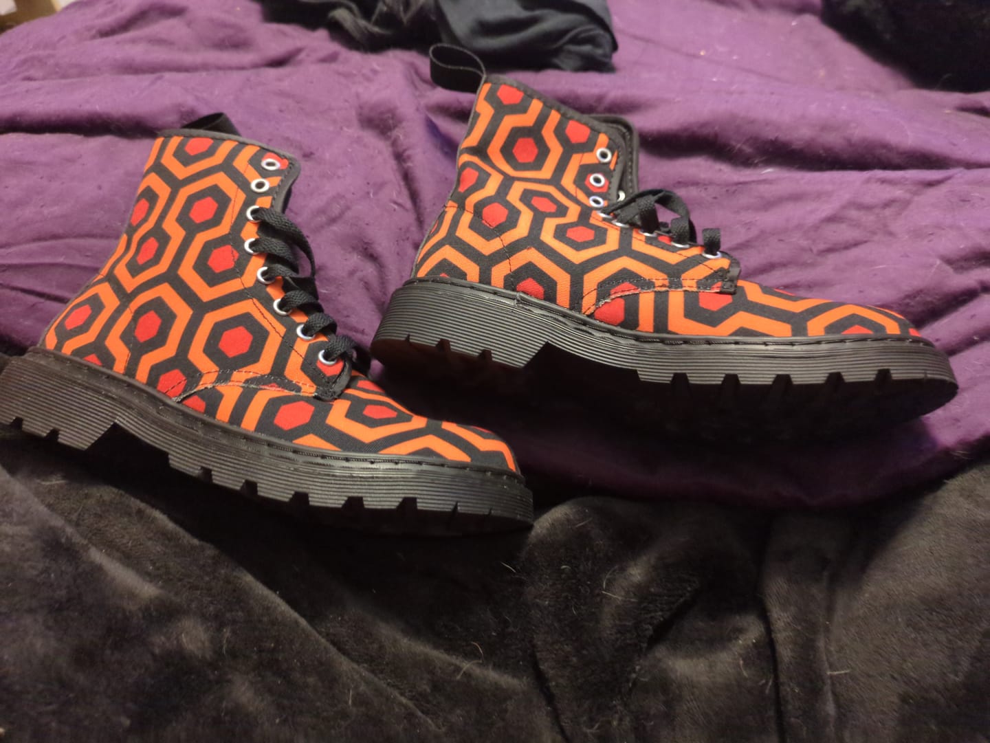 Customer photo review of The Shining Overlook Hotel Carpet Canvas Boots (Women's sizes)