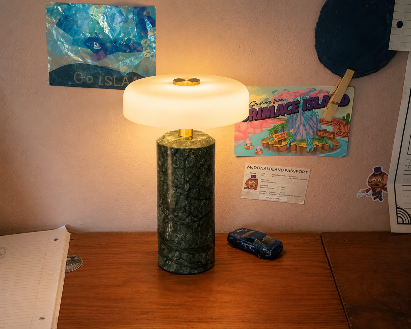 Customer photo review of Wireless Marble Glass Table Lamp