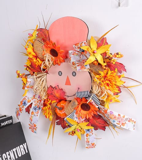 Customer photo review of Fall Favorite - Lighted Scarecrow Front Door Wreath