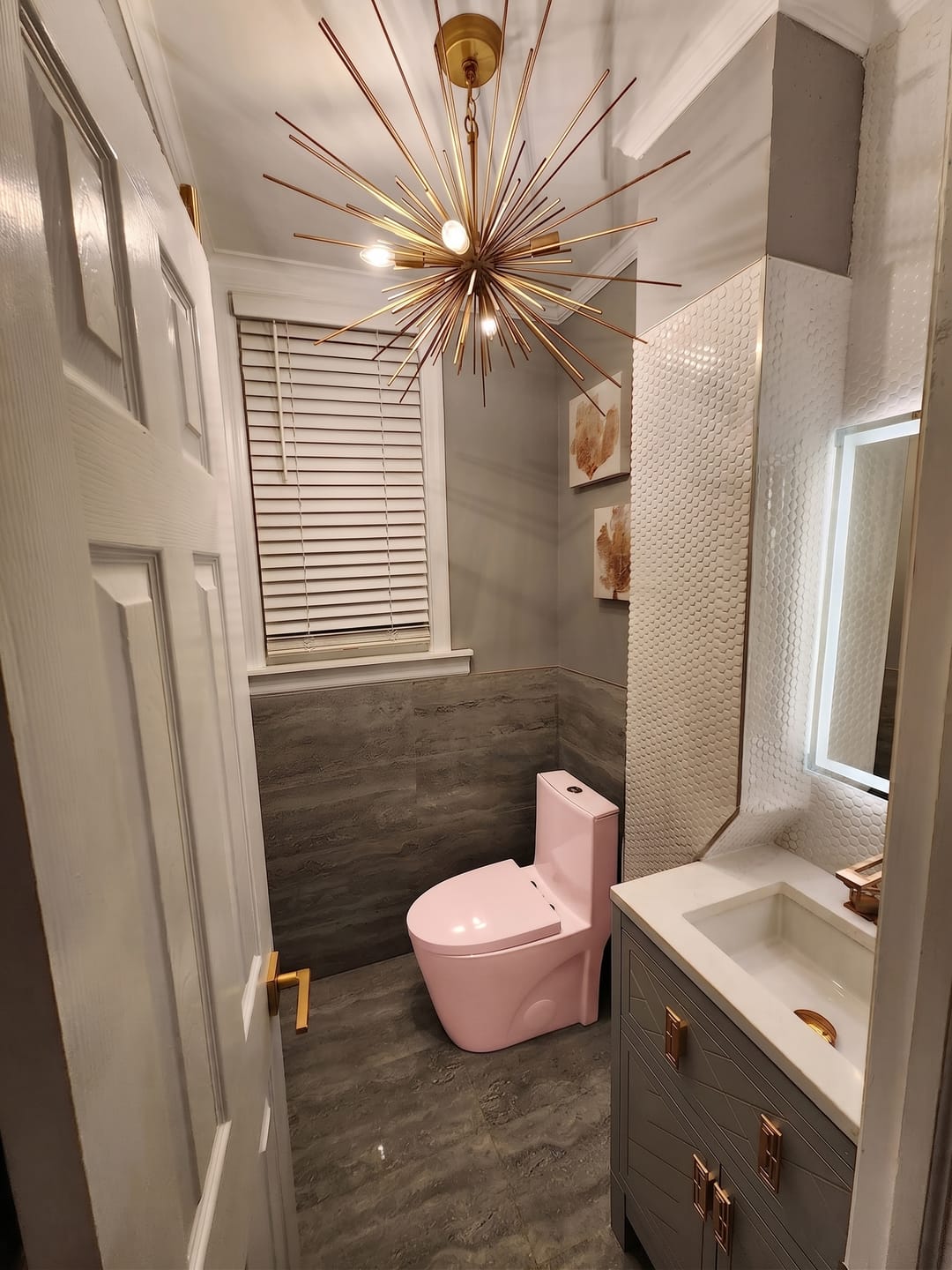 Customer photo review of Gota – Pink Modern One-Piece Toilet with Dual Flush & Soft-Close Seat