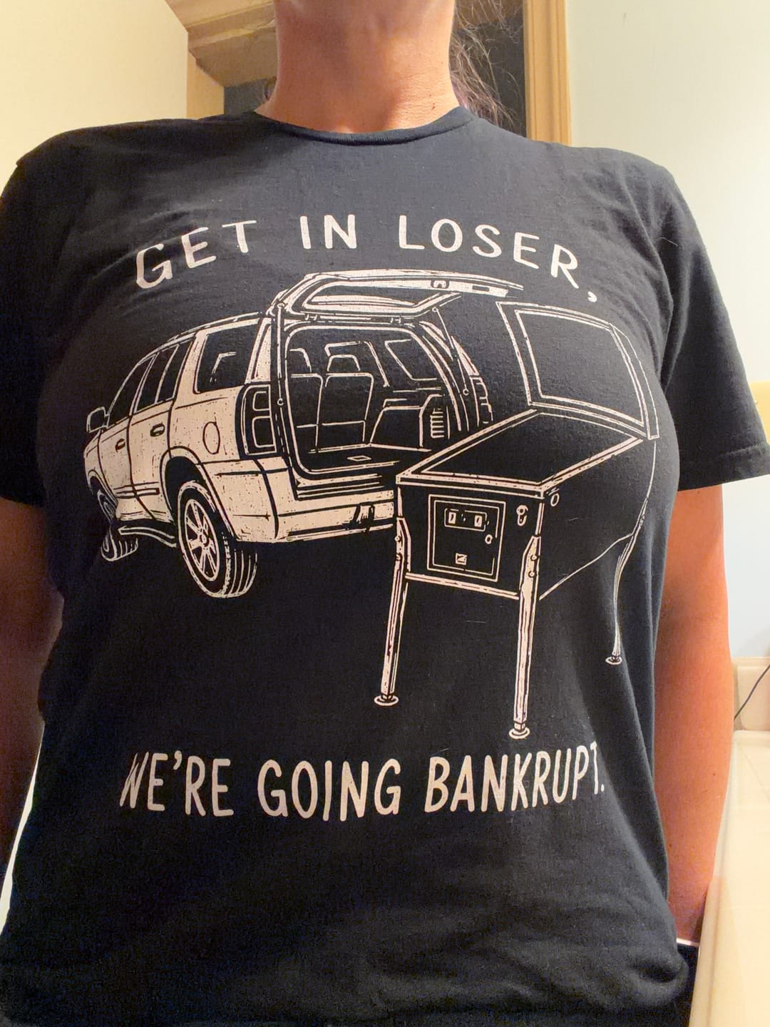 Customer photo review of We're Going Bankrupt T-Shirt