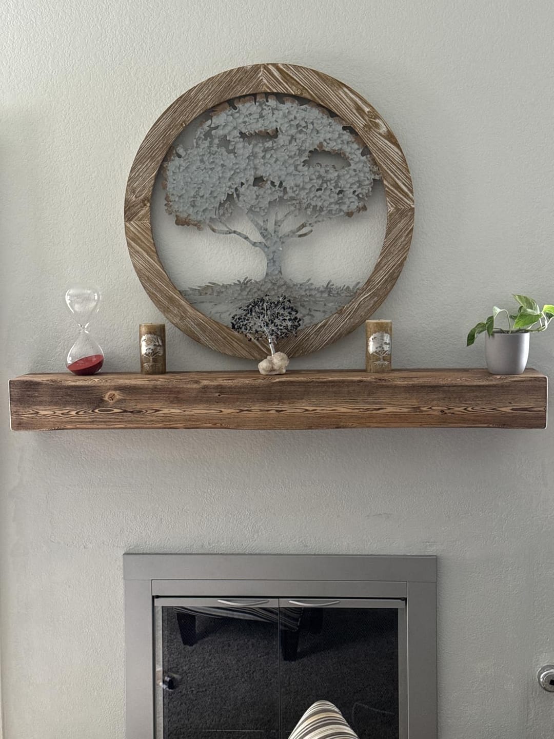 Customer photo review of 60" Handcrafted Real Wood Fireplace Mantel