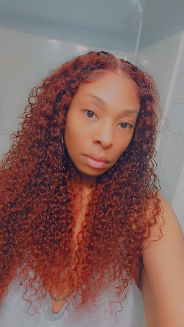 Customer photo review of Wavymy Wear & Go Reddish Brown 7x5 Glueless Lace Wigs Human Hair 180% Density