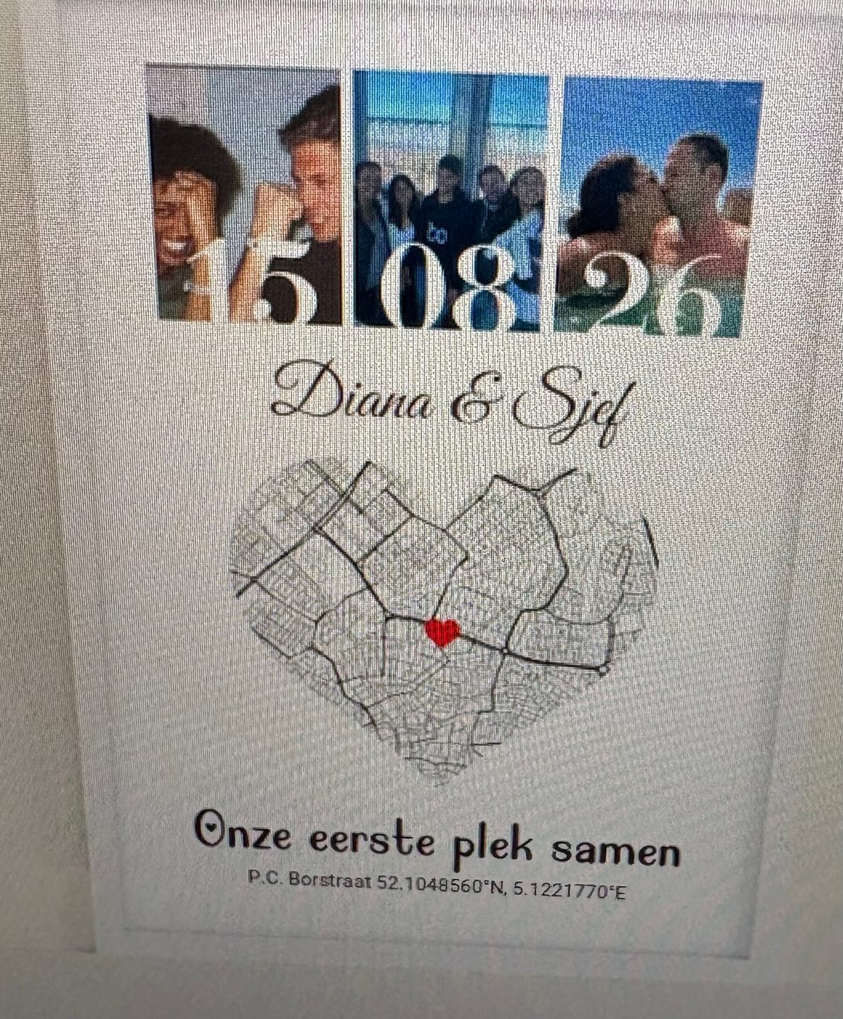 Customer photo review of Liefdesposter met Foto, Locatie en Namen