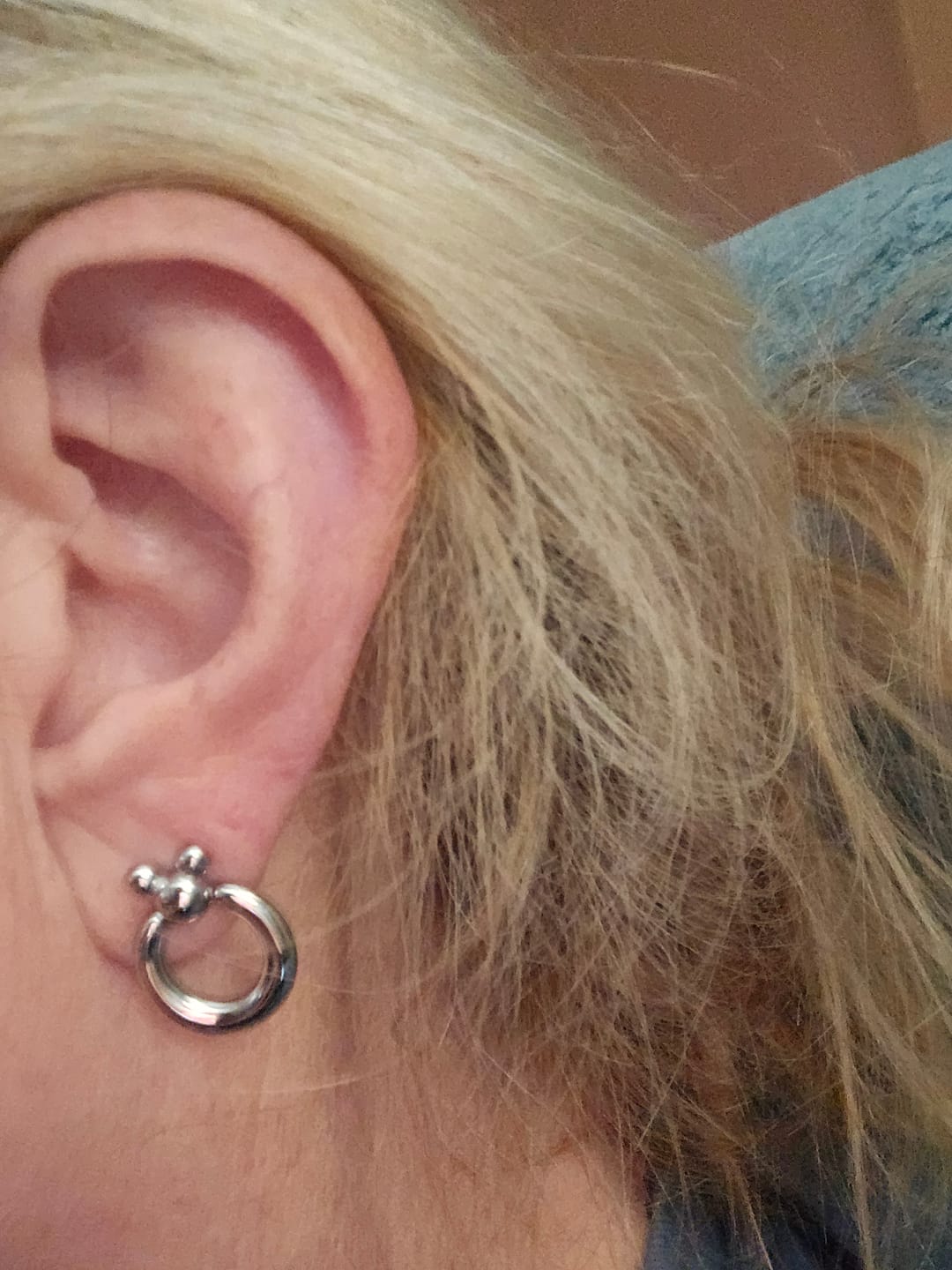 Customer photo review of Mini Leader of the Club Earrings