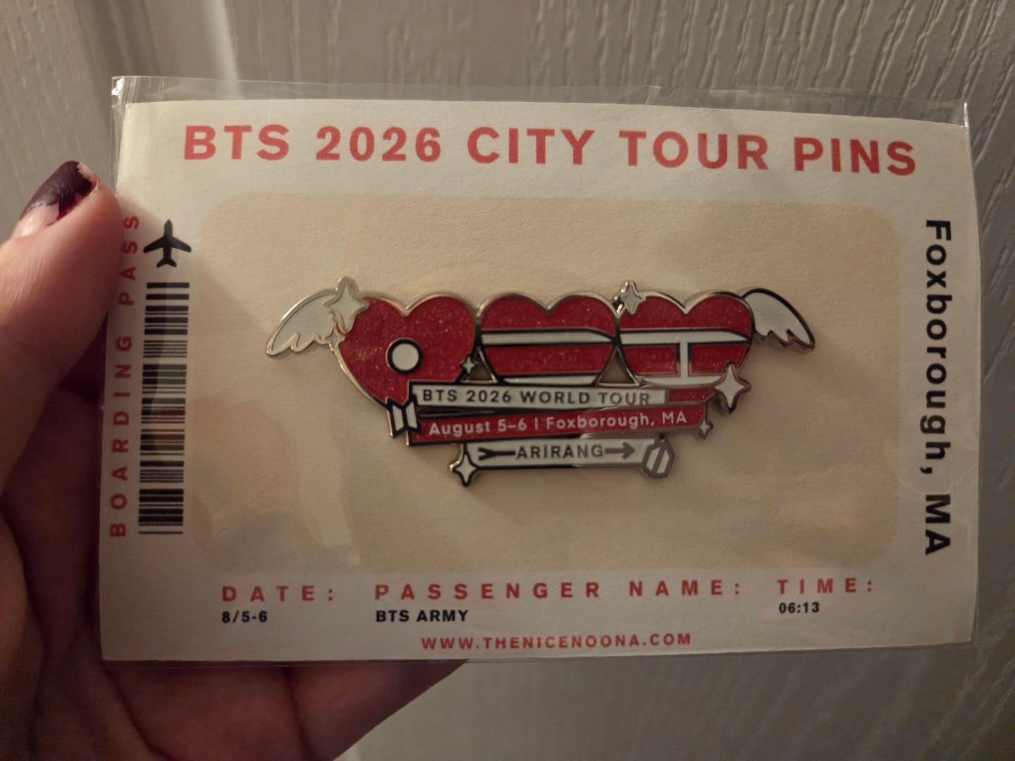 Customer photo review of BTS 2026 City Tour Pin