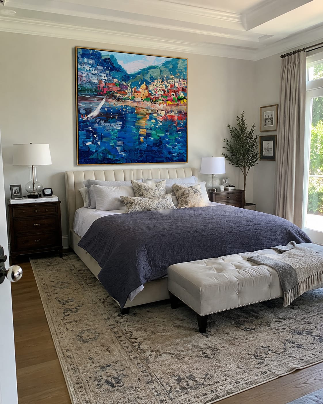 Customer photo review of Golden Poppy Shoreline – Orange & Blue Coastal Wildflower Painting | Coastal Bedroom Wall Art