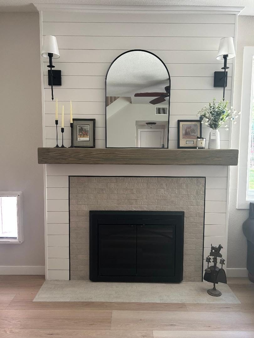 Customer photo review of 72" Handcrafted Real Wood Fireplace Mantel