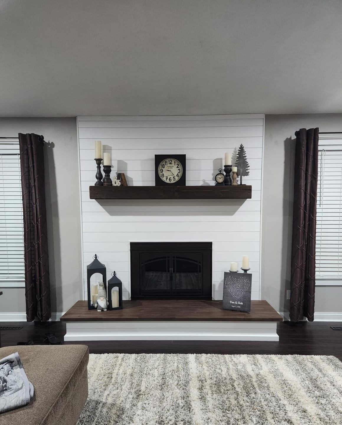 Customer photo review of 60" Handcrafted Real Wood Fireplace Mantel