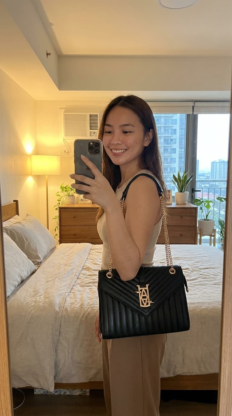 Customer photo review of MADRID LEATHER ENVELOPE BAG