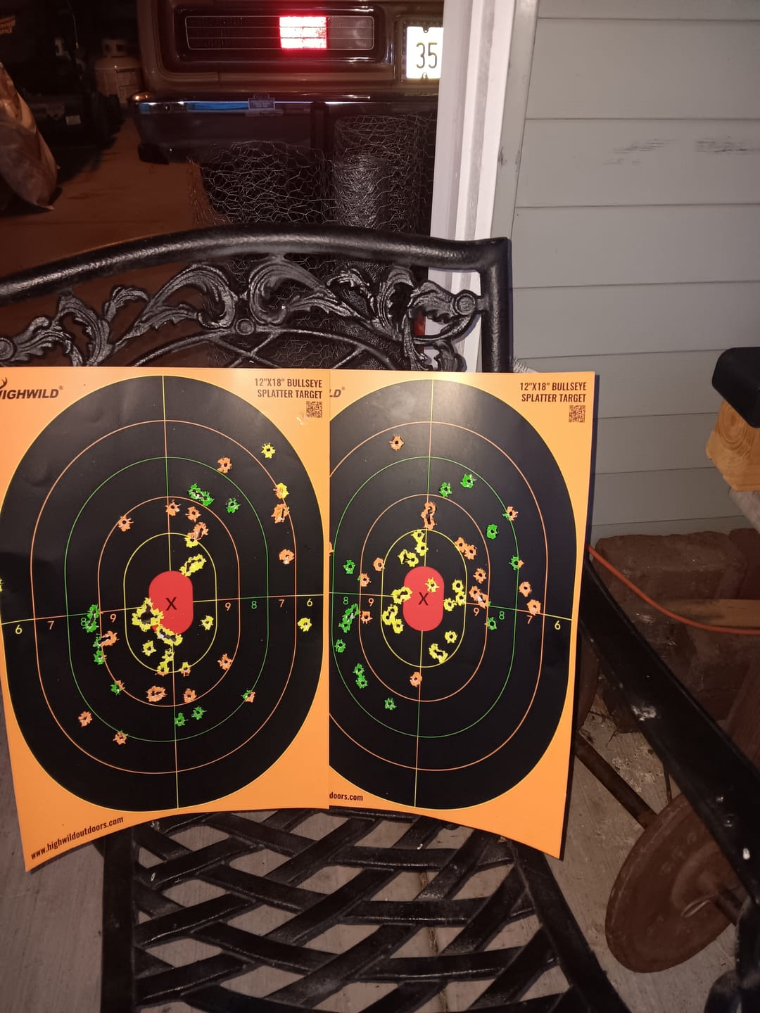 Customer photo review of Sight in Splatter Shooting Range Targets - Splash Effect of Multiple Colors - 12 x 18 Inch