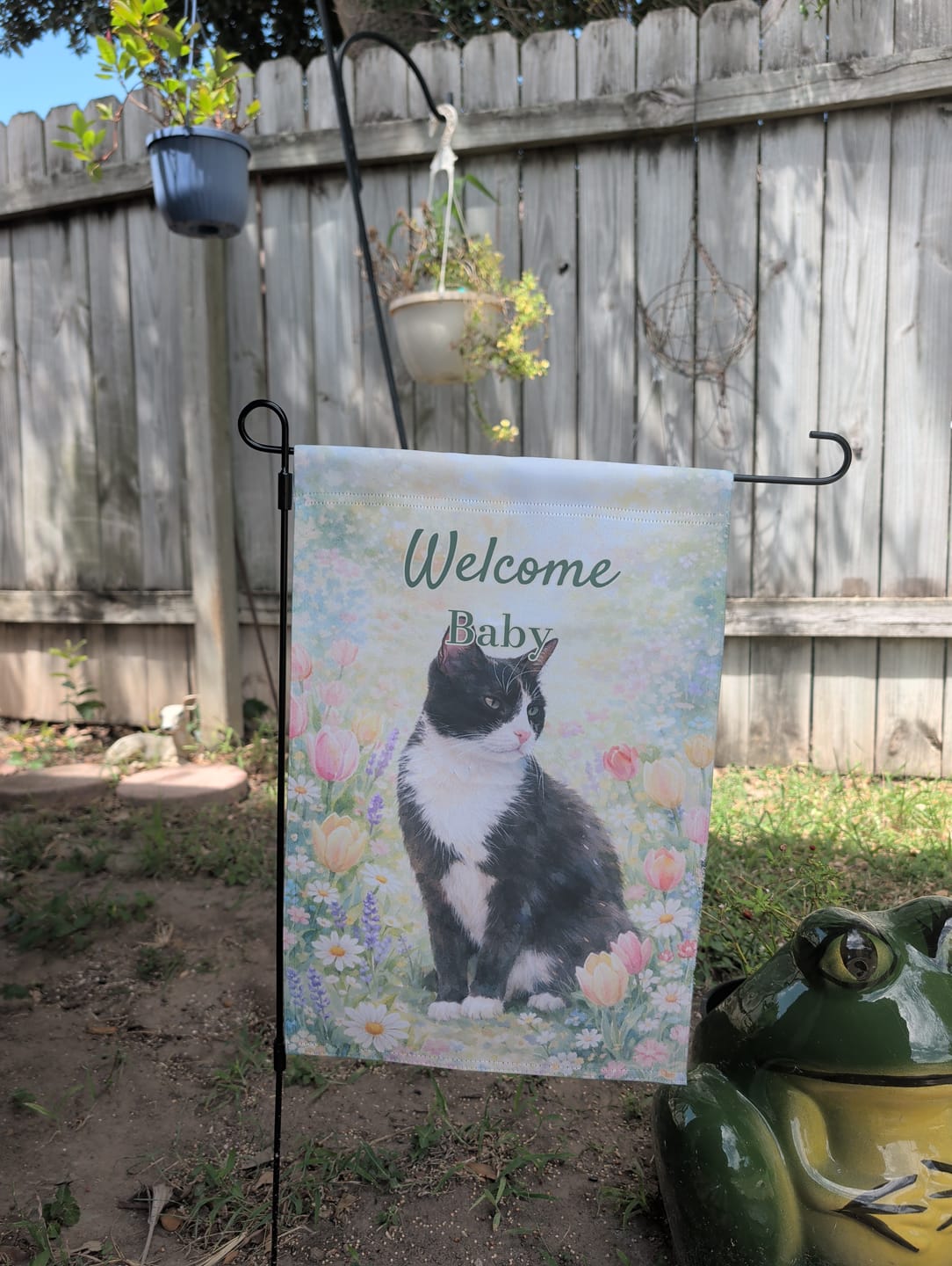 Customer photo review of Welcome Watercolor - Personalized Garden Flag