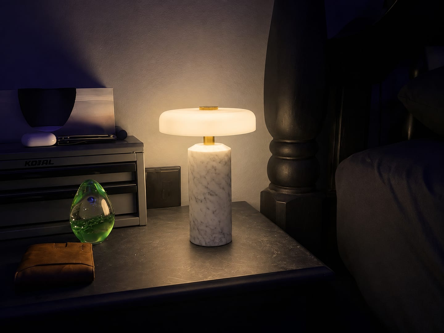 Customer photo review of Wireless Marble Glass Table Lamp