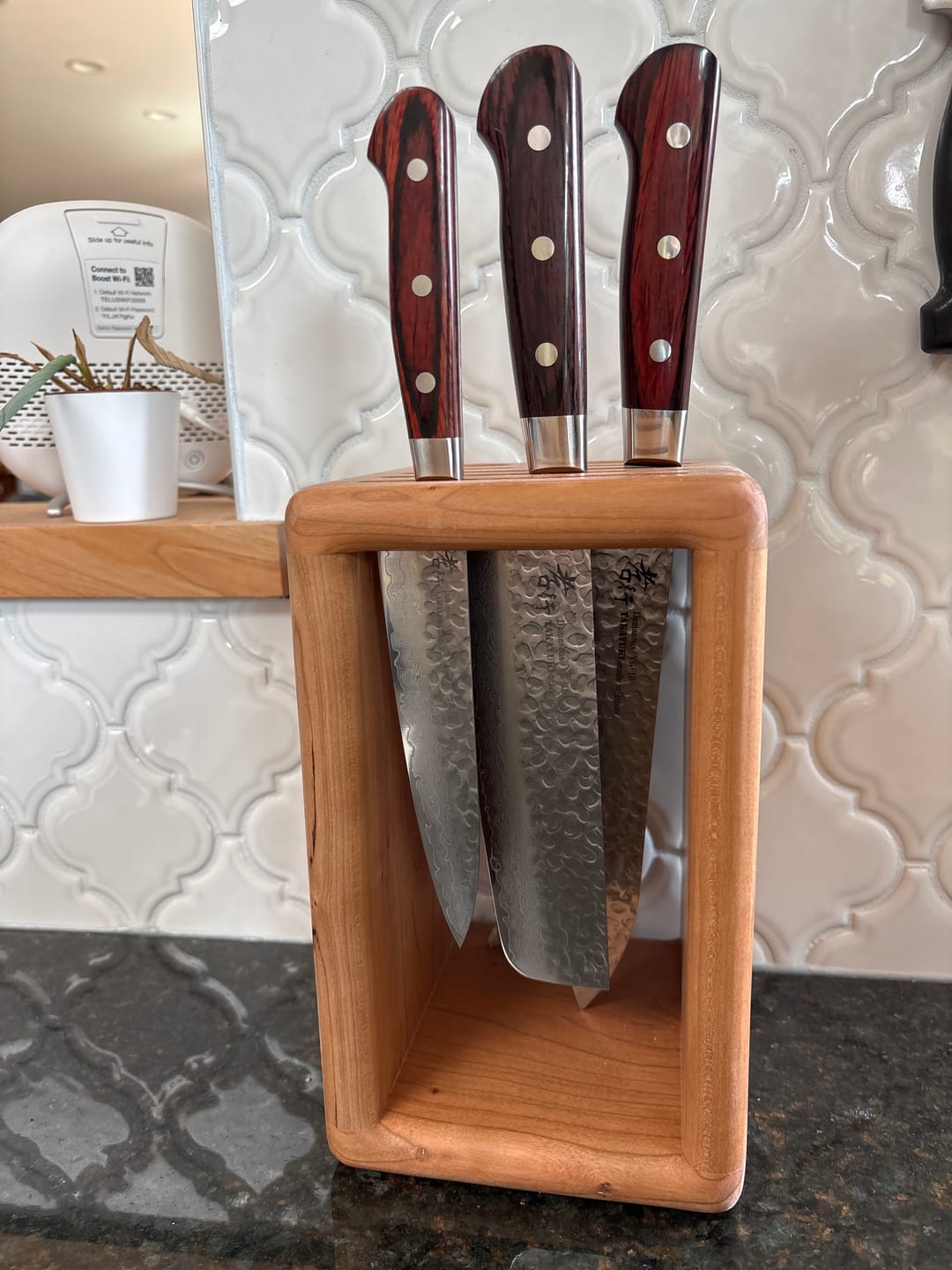 Customer photo review of Cleave Solid Wood Knife Block