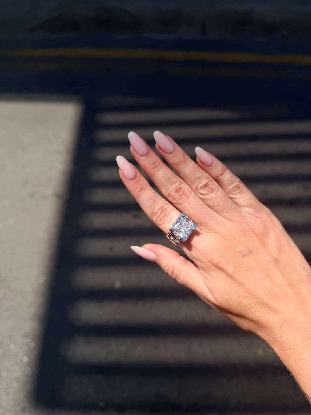 Customer photo review of LuxeLink Glass Square Ring