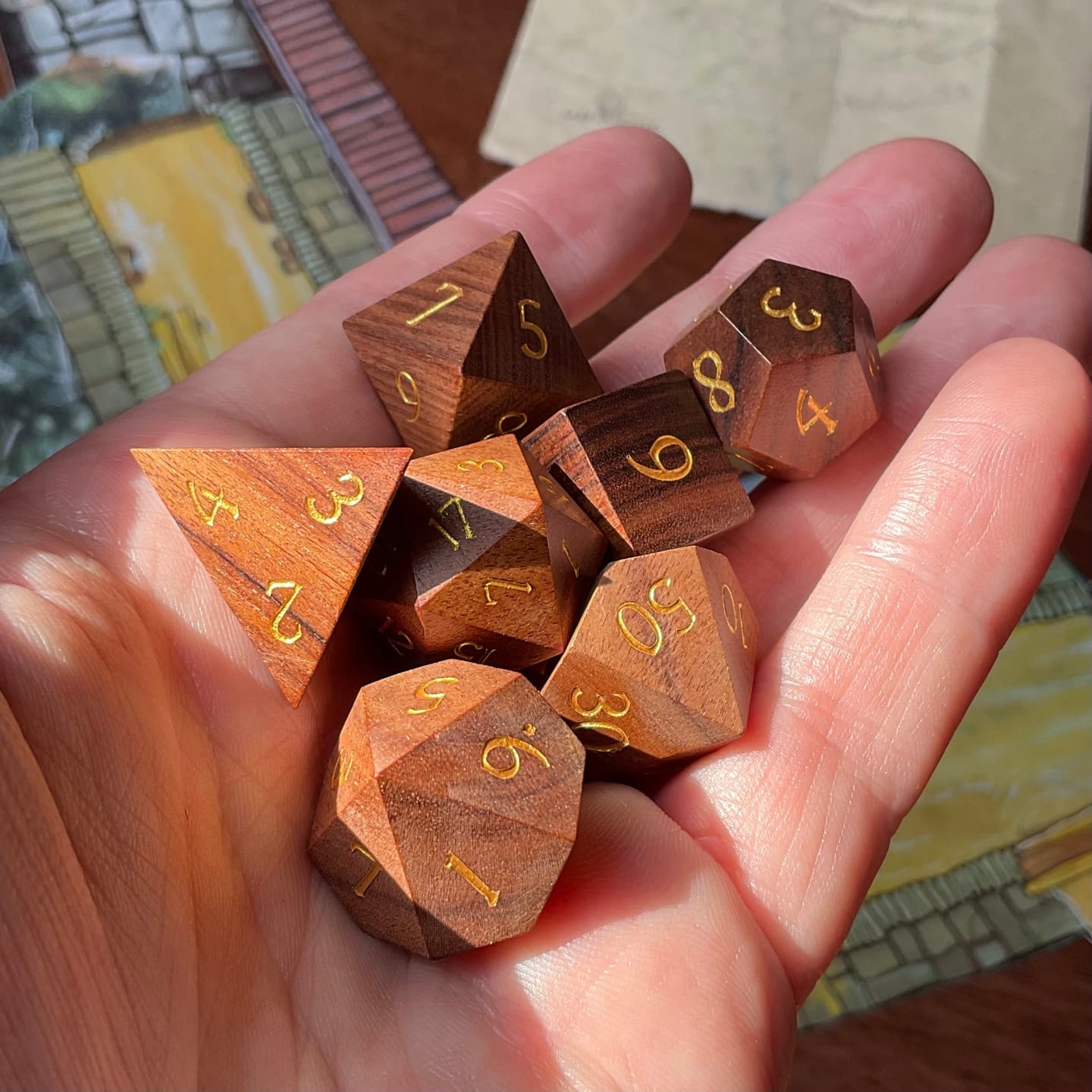 Customer photo review of Wildmoss Grove Dice Set (Ipe Wood)
