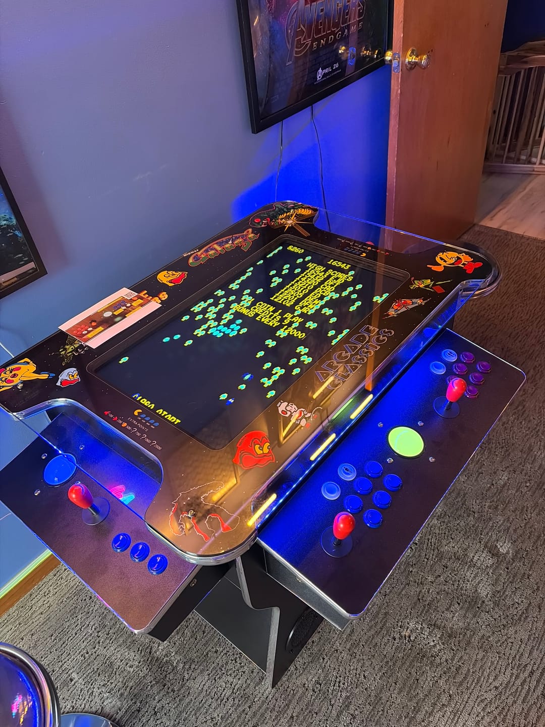 Customer photo review of Cocktail Arcade Machine 4600 Games  Tilt Up Black Lift Up Retro Multi-cade Table